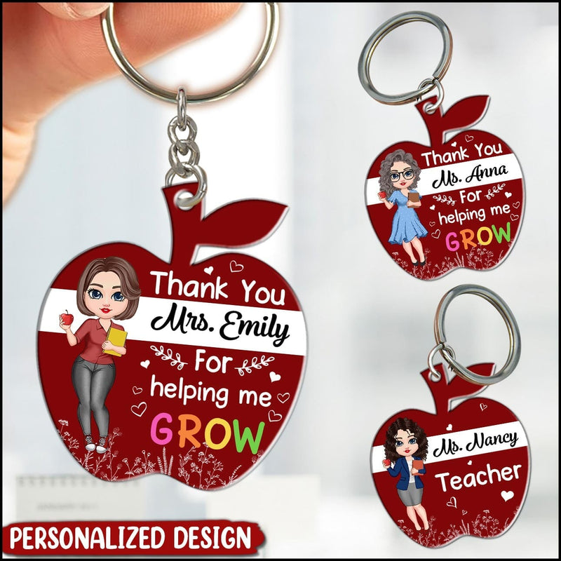 Discover Personalized Doll Teacher Counselor Educator Apple Shaped Acrylic Keychain Perfect Teacher's Day Gift