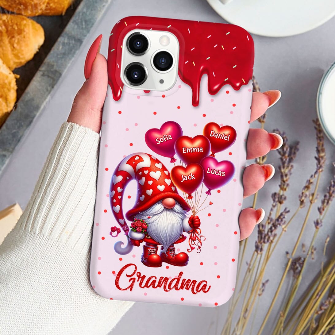 Valentine's Day Grandma Gnome Cute Sweet Heart Balloon Kids Personalized Phone case HTN21DEC23VA1 Silicone Phone Case HumanCustom - Unique Personalized Gifts Made Just for You 