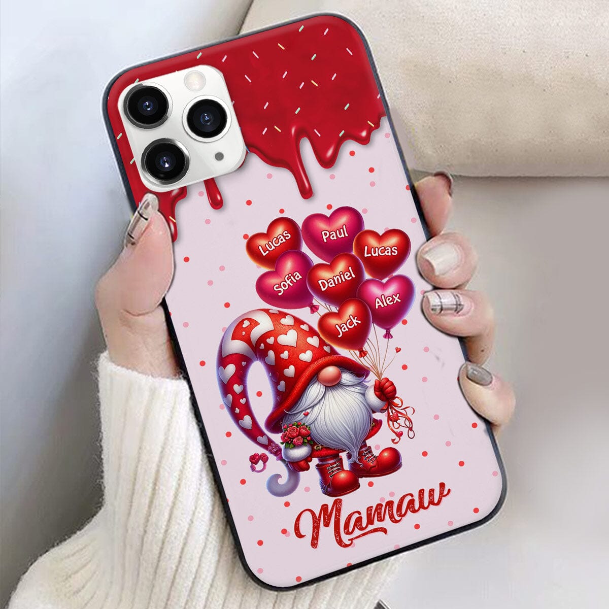 Valentine's Day Grandma Gnome Cute Sweet Heart Balloon Kids Personalized Phone case HTN21DEC23VA1 Silicone Phone Case HumanCustom - Unique Personalized Gifts Made Just for You 