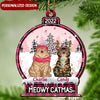 Meowy Christmas Loves Cute Laughing Cats Personalized Ornament Gift For Cat Lovers HTN21NOV22NY2 Wood Custom Shape Ornament Humancustom - Unique Personalized Gifts Pack 1
