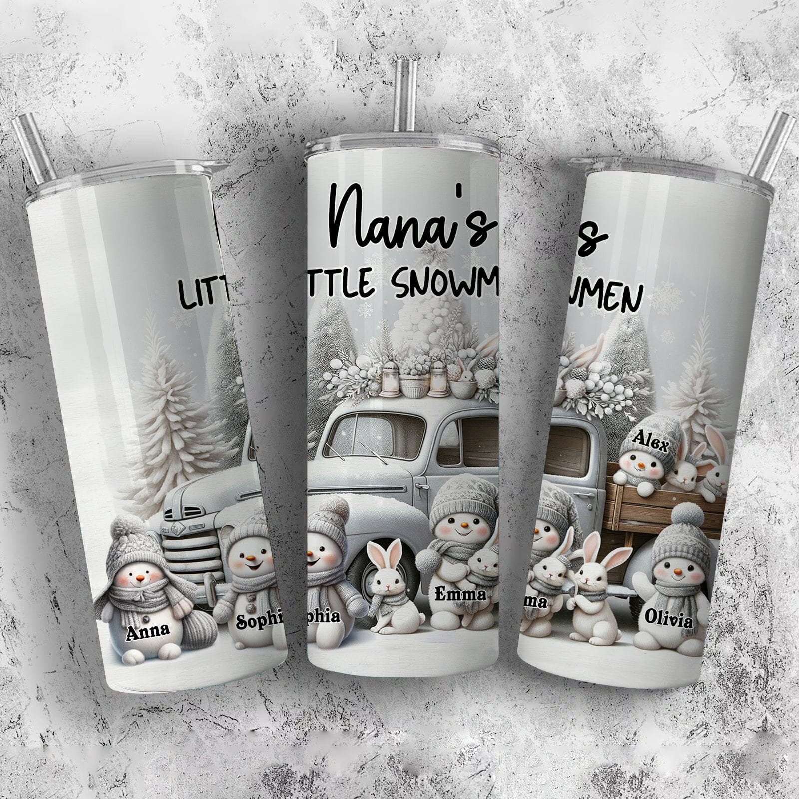 Grandma's little snowmen Personalized Skinny Tumbler HTN21NOV23TT1 Skinny Tumbler HumanCustom - Unique Personalized Gifts Made Just for You 