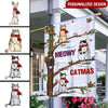 Meowy Catmas Loves Cute Laughing Cats Personalized Christmas Flag HTN21OCT22NY1 Flag Humancustom - Unique Personalized Gifts Garden Flag (11.5" x 17.5")
