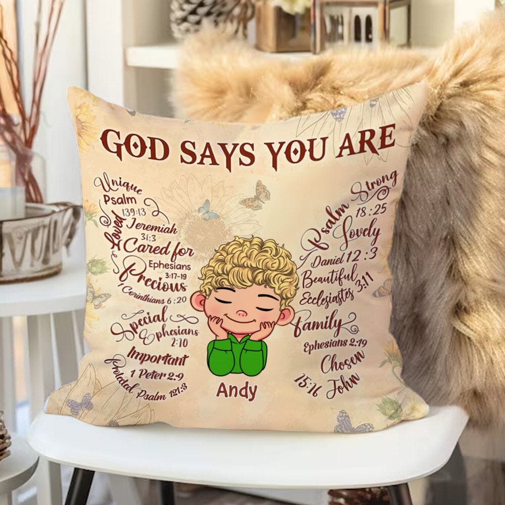 God says you are Affirmation Kid Personalized Pillow HTN22DEC23NA3 Pillow HumanCustom - Unique Personalized Gifts Made Just for You 