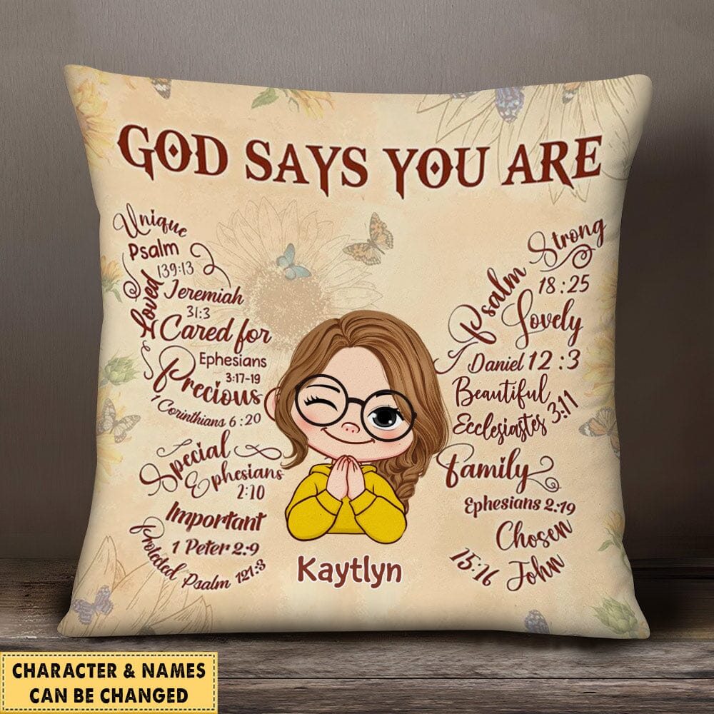 God says you are Affirmation Kid Personalized Pillow HTN22DEC23NA3 Pillow HumanCustom - Unique Personalized Gifts Made Just for You 12x12in 