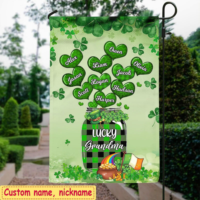 Discover St Patrick's Day Lucky Grandma Cute Kids Jar of Hearts Personalized Flag