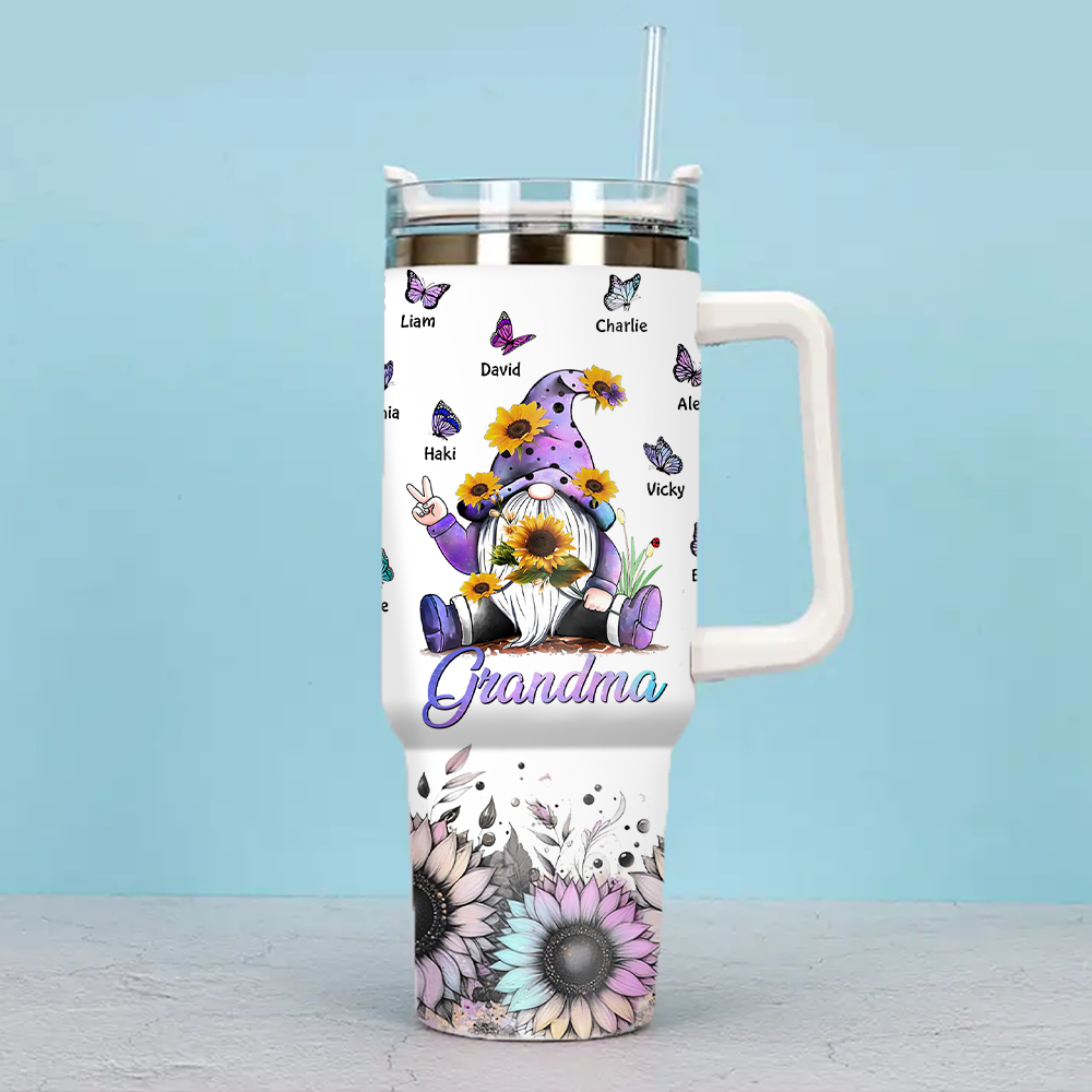 Galaxy Sunflower Gnome Grandma Mom Butterfly Kids Personalized Tumbler With Straw HTN22MAR24KL1