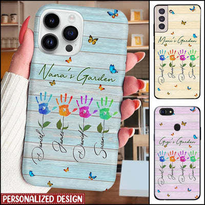 Grandma's Garden Hand Prints Flower Personalized Phone case HTN22MAY23XT1 Silicone Phone Case Humancustom - Unique Personalized Gifts Iphone iPhone 14