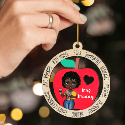 Personalized Teacher Christmas Ornament, Christmas Gift for Teacher, Wooden Apple Ornament, Personalized Ornament, Teacher Appreciation Gift HTN22NOV23NA1