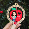 Personalized Teacher Christmas Ornament, Christmas Gift for Teacher, Wooden Apple Ornament, Personalized Ornament, Teacher Appreciation Gift HTN22NOV23NA1