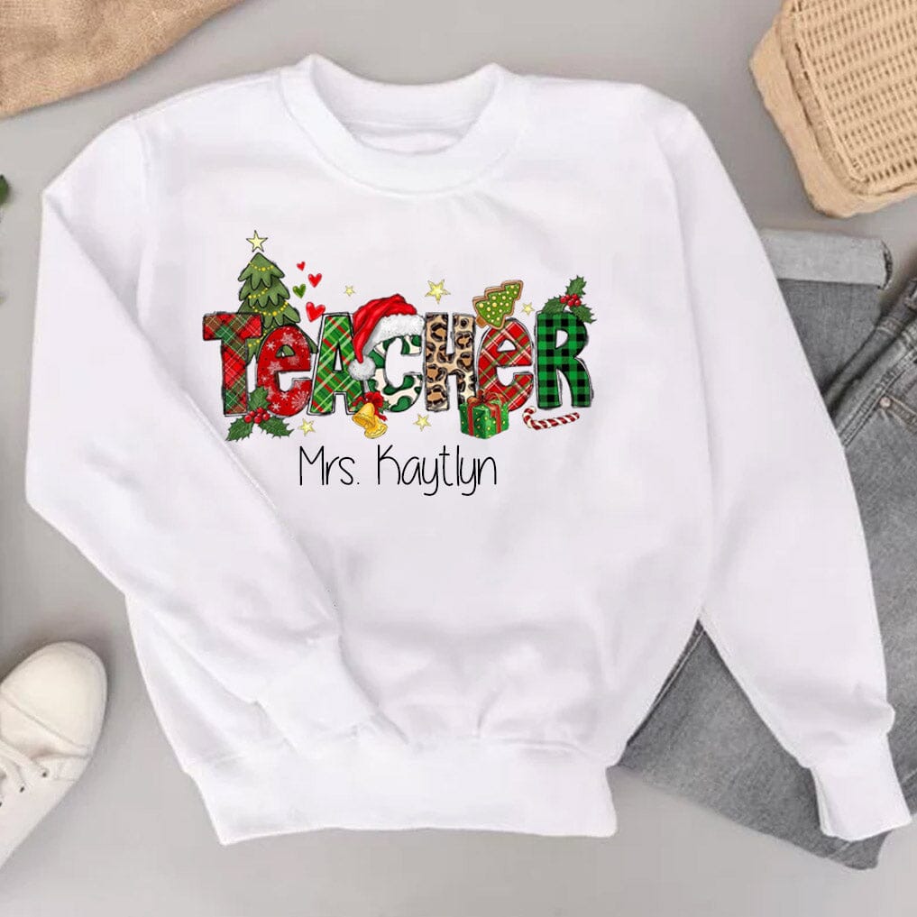 Christmas Vibe Teacher Personalized Sweatshirt Awesome Gift for Teachers Educators HTN22NOV23NA2 2d sweatshirt HumanCustom - Unique Personalized Gifts Made Just for You 