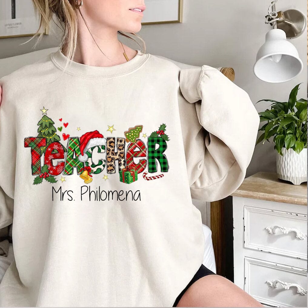 Christmas Vibe Teacher Personalized Sweatshirt Awesome Gift for Teachers Educators HTN22NOV23NA2 2d sweatshirt HumanCustom - Unique Personalized Gifts Made Just for You 