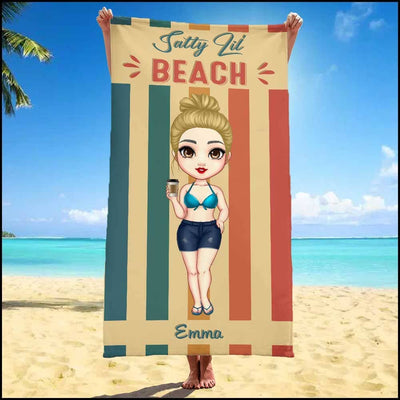 Vintage Color Pretty Doll Beach Lovin' Girl Personalized Beach Towel HTN24MAY23KL2 Beach Towel Humancustom - Unique Personalized Gifts