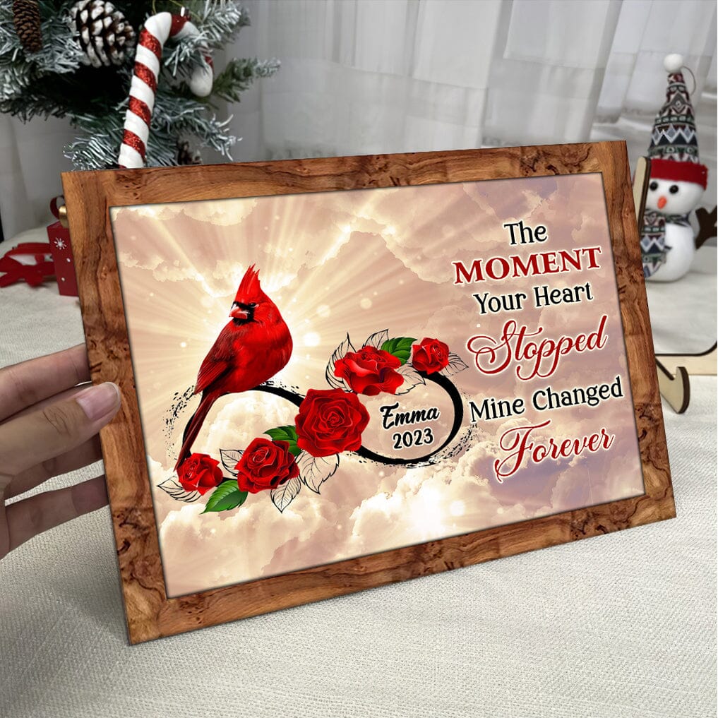 Personalized Family Loss Cardinal Rose Infinite Love Custom Name Date Memorial Gift Wood Plaque HTN24NOV23TT1 Wood Plaque HumanCustom - Unique Personalized Gifts Made Just for You 12in x 9in 