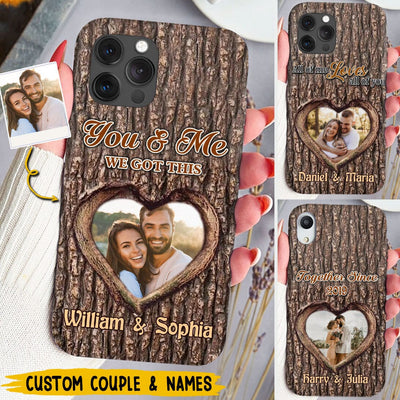 Upload Photo Couple You & Me We Got This Wood Plank Pattern Personalized Phone case HTN25DEC23VA1 Silicone Phone Case HumanCustom - Unique Personalized Gifts Made Just for You Iphone iPhone 15