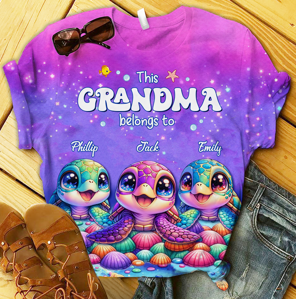 This Grandma belongs to Colorful Turtle Personalized 3D T-shirt HTN25MAR24KL1