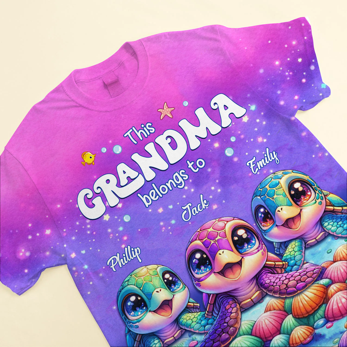 This Grandma belongs to Colorful Turtle Personalized 3D T-shirt HTN25MAR24KL1