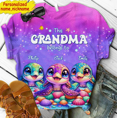 This Grandma belongs to Colorful Turtle Personalized 3D T-shirt HTN25MAR24KL1