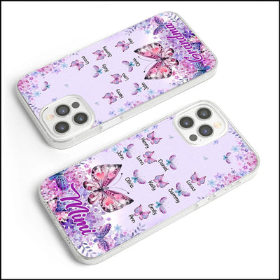 Violet Butterfly Bouquet Grandma and Cute Grandkids Personalized Space Phone case Perfect Gift for Grandmas Moms Aunties HTN26APR23VA2 Space Phone Case Humancustom - Unique Personalized Gifts