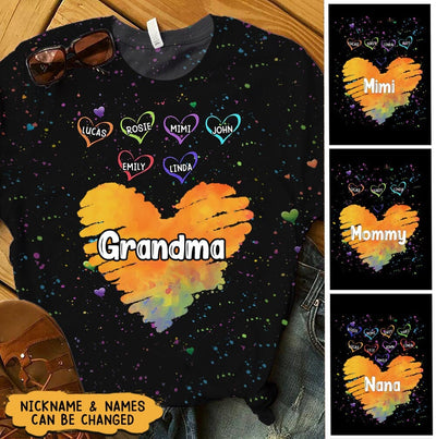 Cute Sweetheart Grandkids Grandma Mom Personalized 3D T-shirt HTN26APR23KL1 3D T-shirt Humancustom - Unique Personalized Gifts S