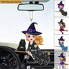 Witch Riding Broom Mystical Girl With Cute Cat Kitten Pet Personalized Car Ornament HTN26AUG23VA1