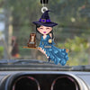 Witch Riding Broom Mystical Girl With Cute Cat Kitten Pet Personalized Car Ornament HTN26AUG23VA1