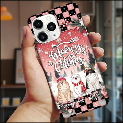 Meowy Catmas Cute Cat Kitten Pet Christmas BackGround Personalized Phone case HTN26OCT23KL1 Silicone Phone Case HumanCustom - Unique Personalized Gifts Made Just for You