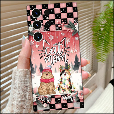 Meowy Catmas Cute Cat Kitten Pet Christmas BackGround Personalized Phone case HTN26OCT23KL1 Silicone Phone Case HumanCustom - Unique Personalized Gifts Made Just for You