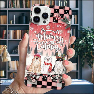 Meowy Catmas Cute Cat Kitten Pet Christmas BackGround Personalized Phone case HTN26OCT23KL1 Silicone Phone Case HumanCustom - Unique Personalized Gifts Made Just for You