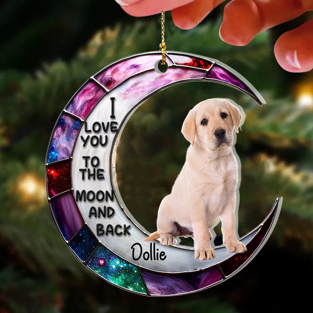 I Love you to the Moon and Back Cute Dog Puppy Pet Personalized Acrylic Ornament HTN27OCT23NA1 Acrylic Ornament HumanCustom - Unique Personalized Gifts Made Just for You Pack 1 