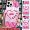 Sparkling Pink Sweet Heart Grandkids Personalized Glass Phone case Gift for Grandmas HTN28JAN23XT1 Glass Phone Case Humancustom - Unique Personalized Gifts Iphone iPhone 14