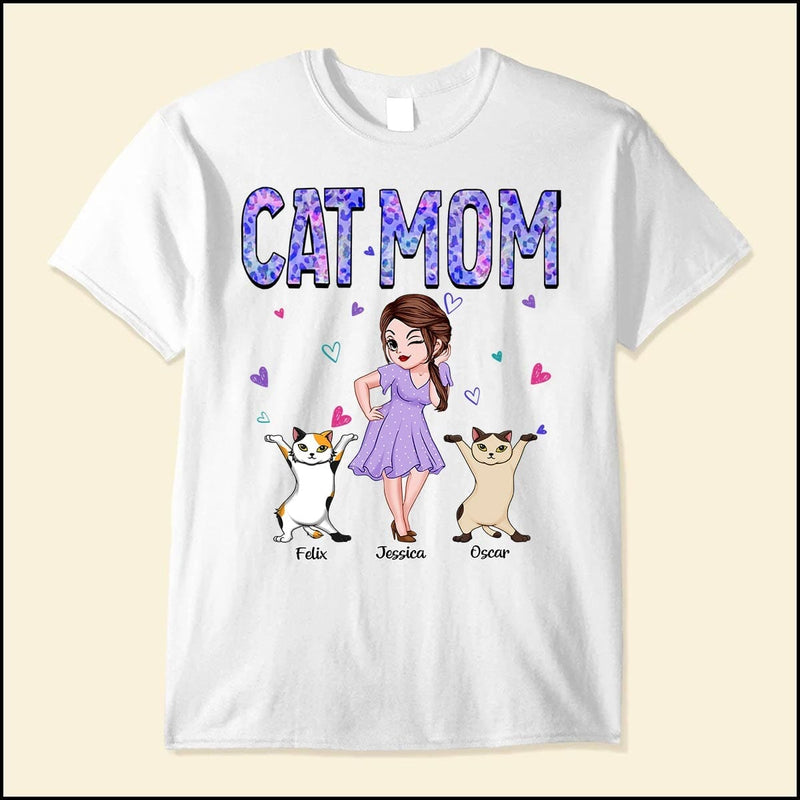 Doll Cat Mom Water Color Cute Cat Kitten Pet Personalized White T-shirt Purrfect Gift For Cat Moms