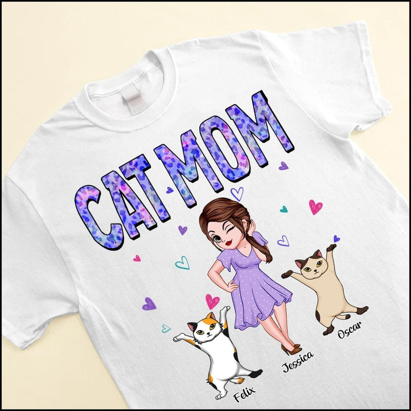 Doll Cat Mom Water Color Cute Cat Kitten Pet Personalized White T-shirt Purrfect Gift For Cat Moms