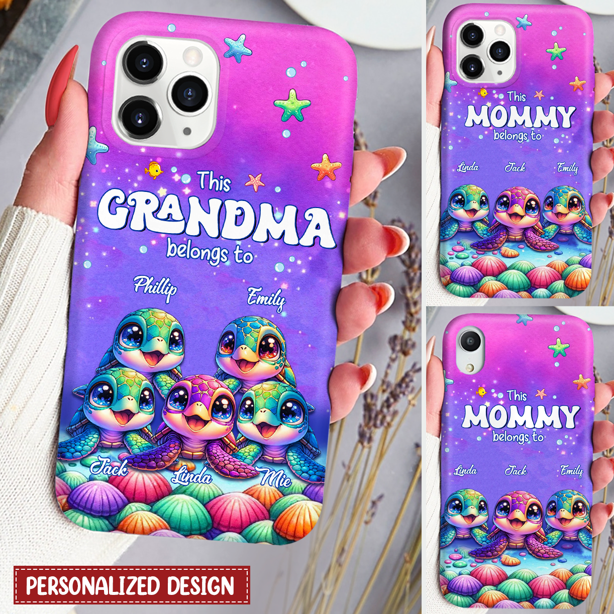 This Grandma belongs to Colorful Turtle Personalized Phone case HTN28MAR24KL2