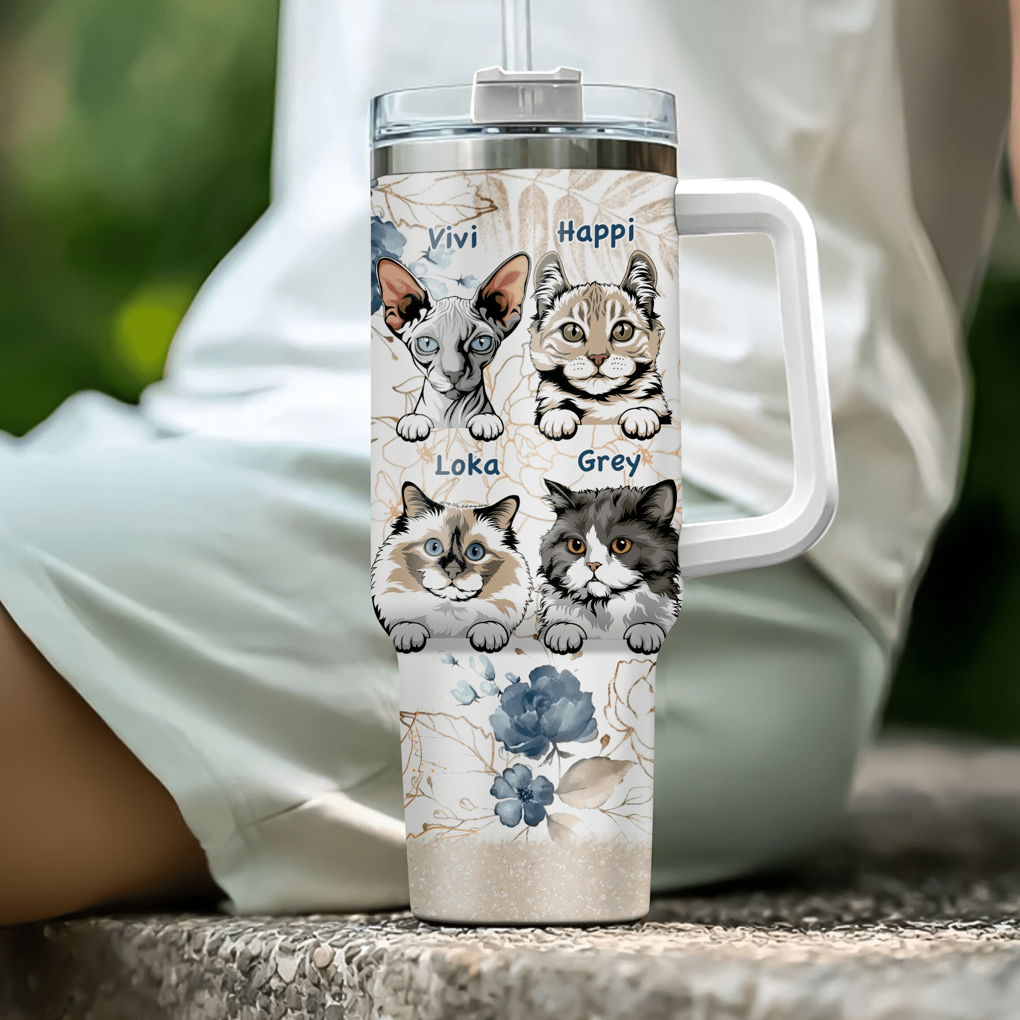 Life is better with cats Personalized Tumbler With Straw Gift for Cat Mom HTN28NOV23KL1 Tumbler With Straw HumanCustom - Unique Personalized Gifts Made Just for You 