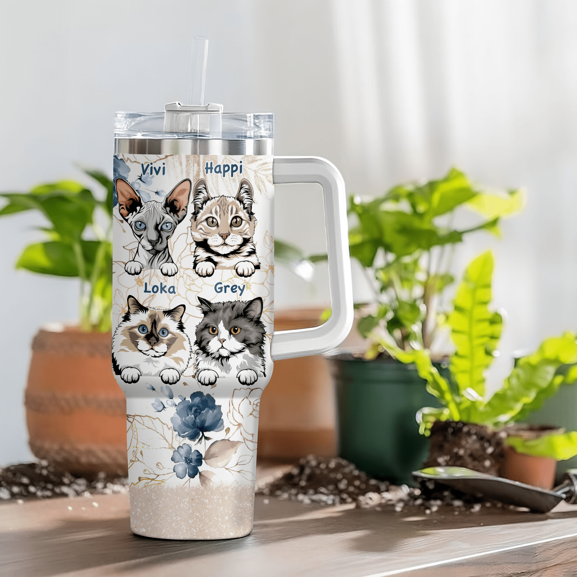 Life is better with cats Personalized Tumbler With Straw Gift for Cat Mom HTN28NOV23KL1 Tumbler With Straw HumanCustom - Unique Personalized Gifts Made Just for You 