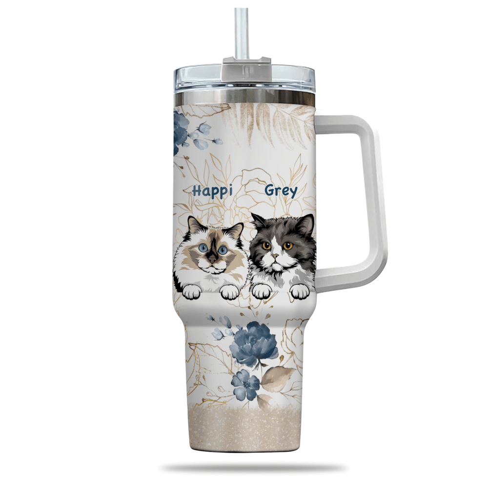 Life is better with cats Personalized Tumbler With Straw Gift for Cat Mom HTN28NOV23KL1 Tumbler With Straw HumanCustom - Unique Personalized Gifts Made Just for You 