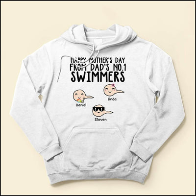 Happy Mother's Day From Dad's No.1 SWIMMER Personalized White T-shirt and Hoodie HTN29MAR23XT1 White T-shirt and Hoodie Humancustom - Unique Personalized Gifts