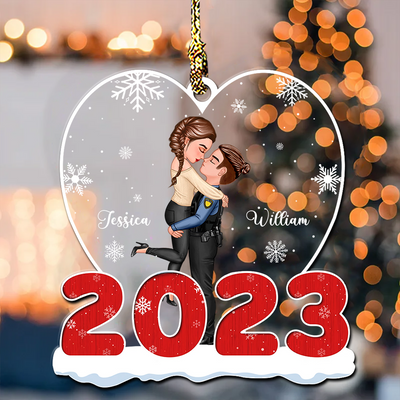 Couple Christmas Heart shape 2023 Personalized Acrylic Ornament HTN30AUG23KL1