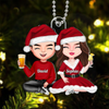 Christmas Doll Couple Sitting Personalized Acrylic Ornament HTN30AUG23KL2