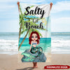 Salty Lil' Beach Mermaid Girl Beach Themed Pool Personalized Beach Towel HTN30JUN23NY2