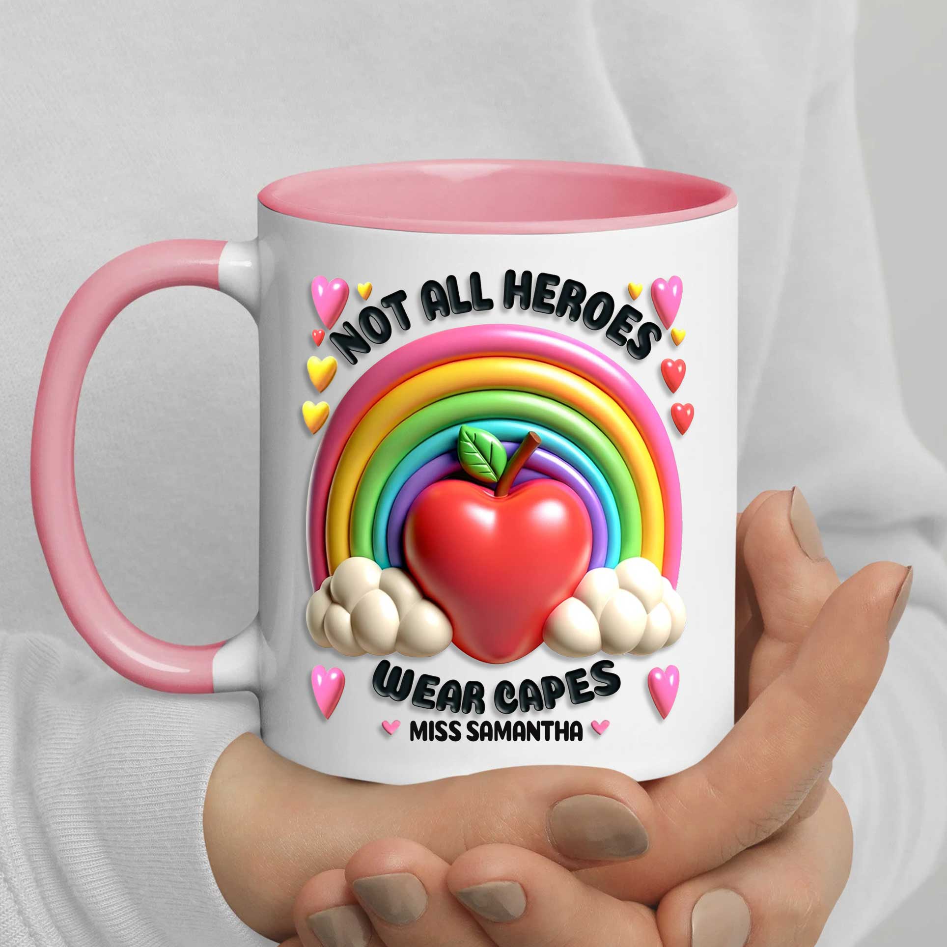 Not All Heroes Wear Capes Teacher Counselor Educator Personalized Accent Mug HTN30OCT23VA1 Accent Mug HumanCustom - Unique Personalized Gifts Made Just for You Red 