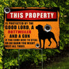 Protected By The Good Lord, A Rottweiler And A Gun Yard Sign Htt-27Tp005 Yard Sign Dreamship 1-Pack
