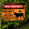 Protected By The Good Lord, A Pitbull And A Gun Yard Sign Htt-27Tp001 Yard Sign Dreamship 1-Pack