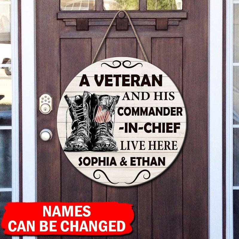Discover Personalized Veteran Couple Live Here Wood Sign