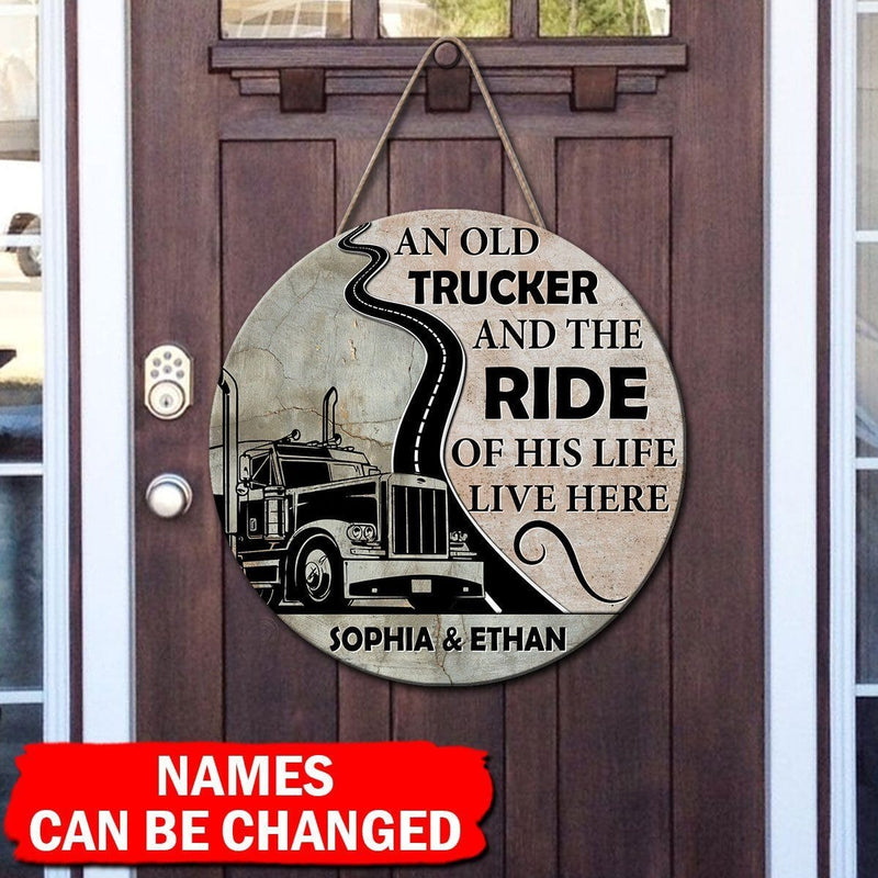 Discover Personalized Trucker Couple Live Here Wood Sign