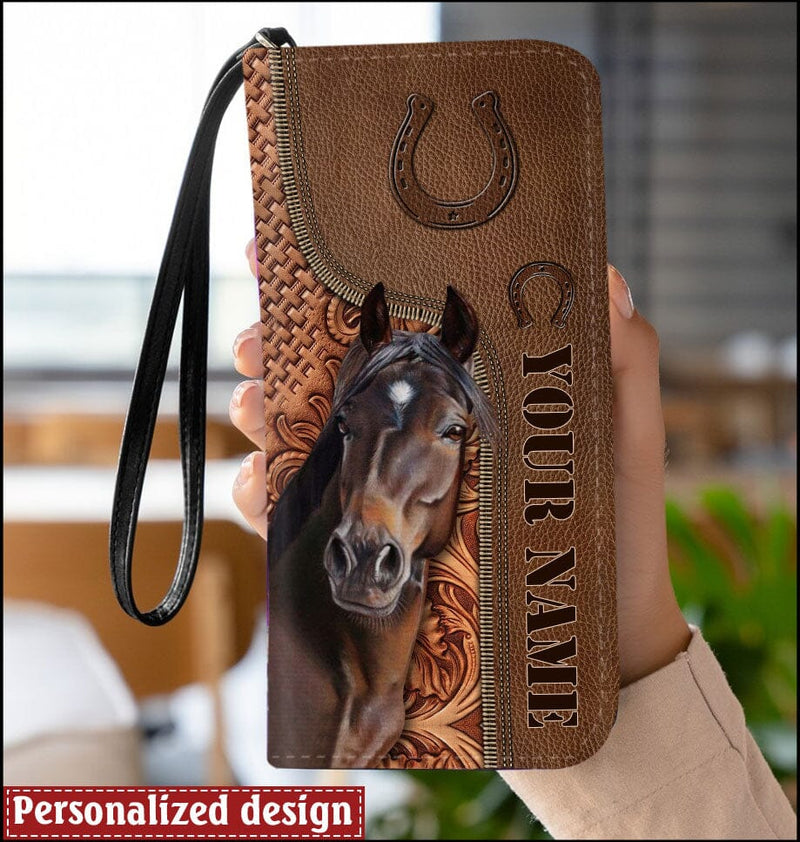 Love Horse Leather Pattern Personalized Clutch Purse