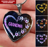 Grandma Love Grandkids Love Handprints Custom Color Heart Necklace KNV06APR22TT2 Necklaces ShineOn Fulfillment