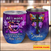 All I Want is for my Mom in Heaven I Love & Miss Her Personalized Wine Tumbler Wine Tumbler Human Custom - Personalized Gift For Everyone 12 Oz
