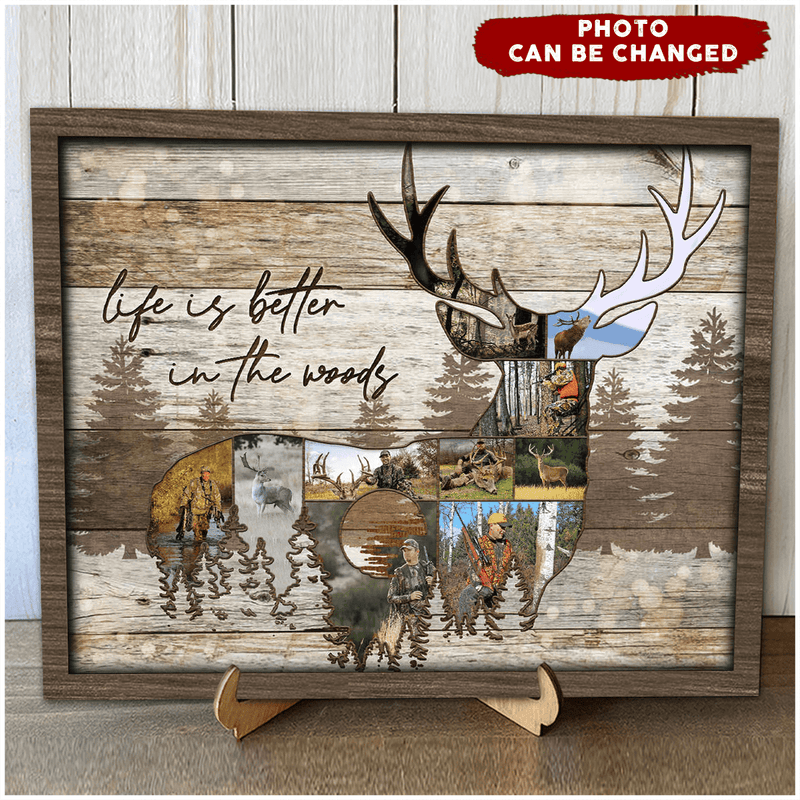Discover Life Is Better In The Woods Deer Hunting Personalized Wood Plaque