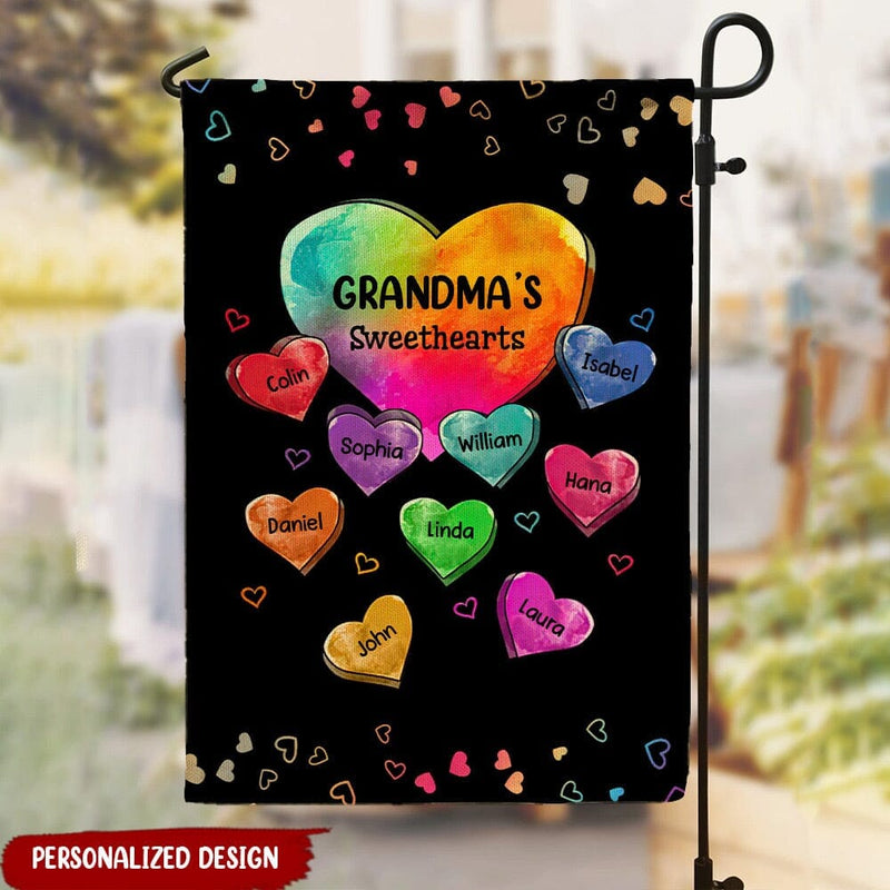 Lovely Colorful Heart Grandma Auntie Mom Sweet Heart Kids Personalized Flag